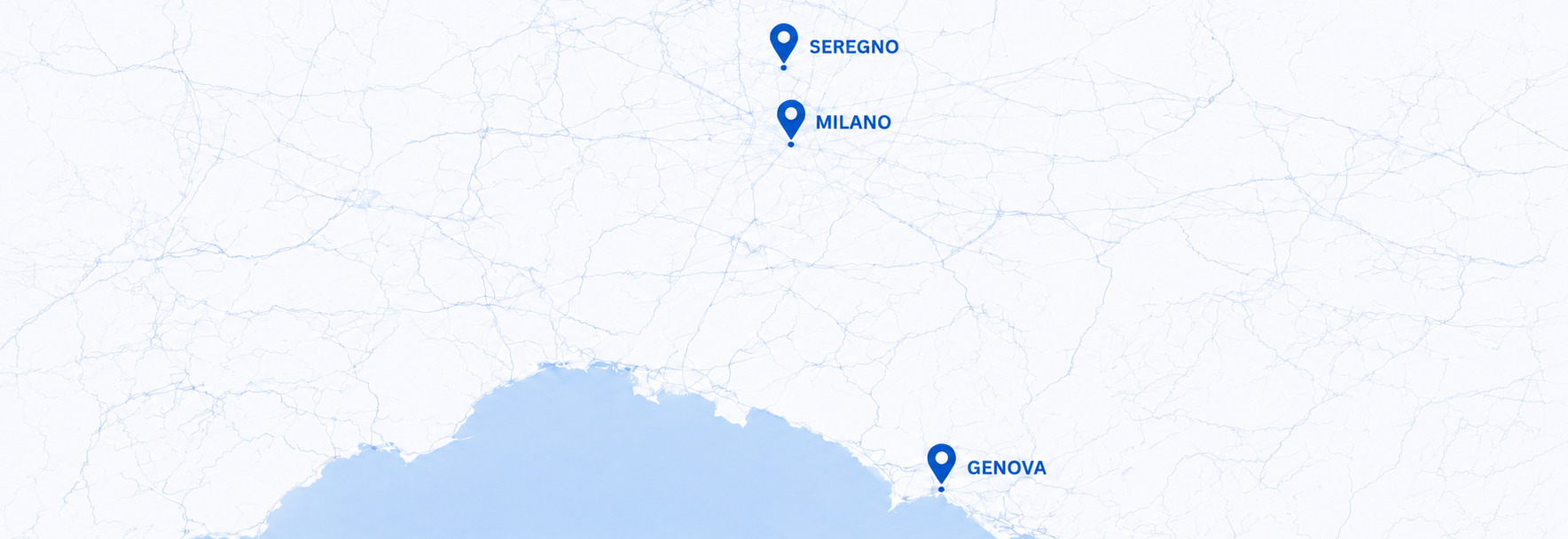 Mappa con le sedi dello Studio Medico Dentistico del Dott. Fabrizio Avidano a Milano, Seregno e Genova.